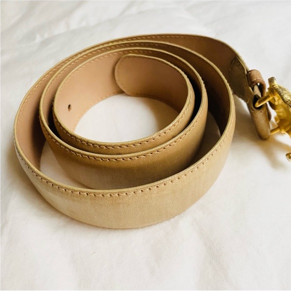 Gail Labelle Gold MetaloTeddy Bear Leather Belt SZ L - Picture 3 of 6